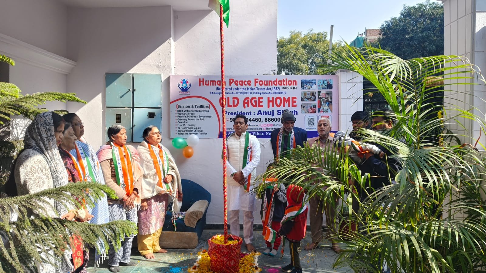 Republic Day & Spiritual Program at Human Peace Foundation Old Age Home